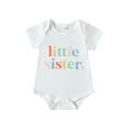 thumbnail image 1 of Bagilaanoe Newborn Baby Girl Rompers Letter Print Short Sleeve Bodysuits 3M 6M 12M 18M Infant Casual One Piece Short Jumpsuit, 1 of 8
