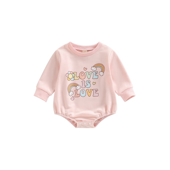 Bagilaanoe Newborn Baby Girl Rompers Letters Flower Rainbow Print Long Sleeve Bodysuits 3M 6M 12M 18M Infant Casual One Piece Short Jumpsuit