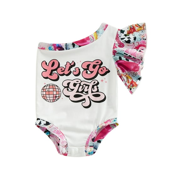 Bagilaanoe Newborn Baby Girl Rompers Letters Print Fly Sleeve Bodysuit 3M 6M 12M 18M Infant Summer One Piece Jumpsuit