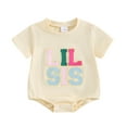 thumbnail image 1 of Bagilaanoe Newborn Baby Girl Rompers Letters Print Short Sleeve Bodysuits 3M 6M 12M 18M Infant Casual One Piece Short Jumpsuit, 1 of 6