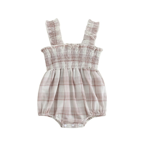 Bagilaanoe Newborn Baby Girl Rompers Plaid Print Sleeveless Bodysuits 3M 6M 12M 18M Infant Summer One Piece Jumpsuit