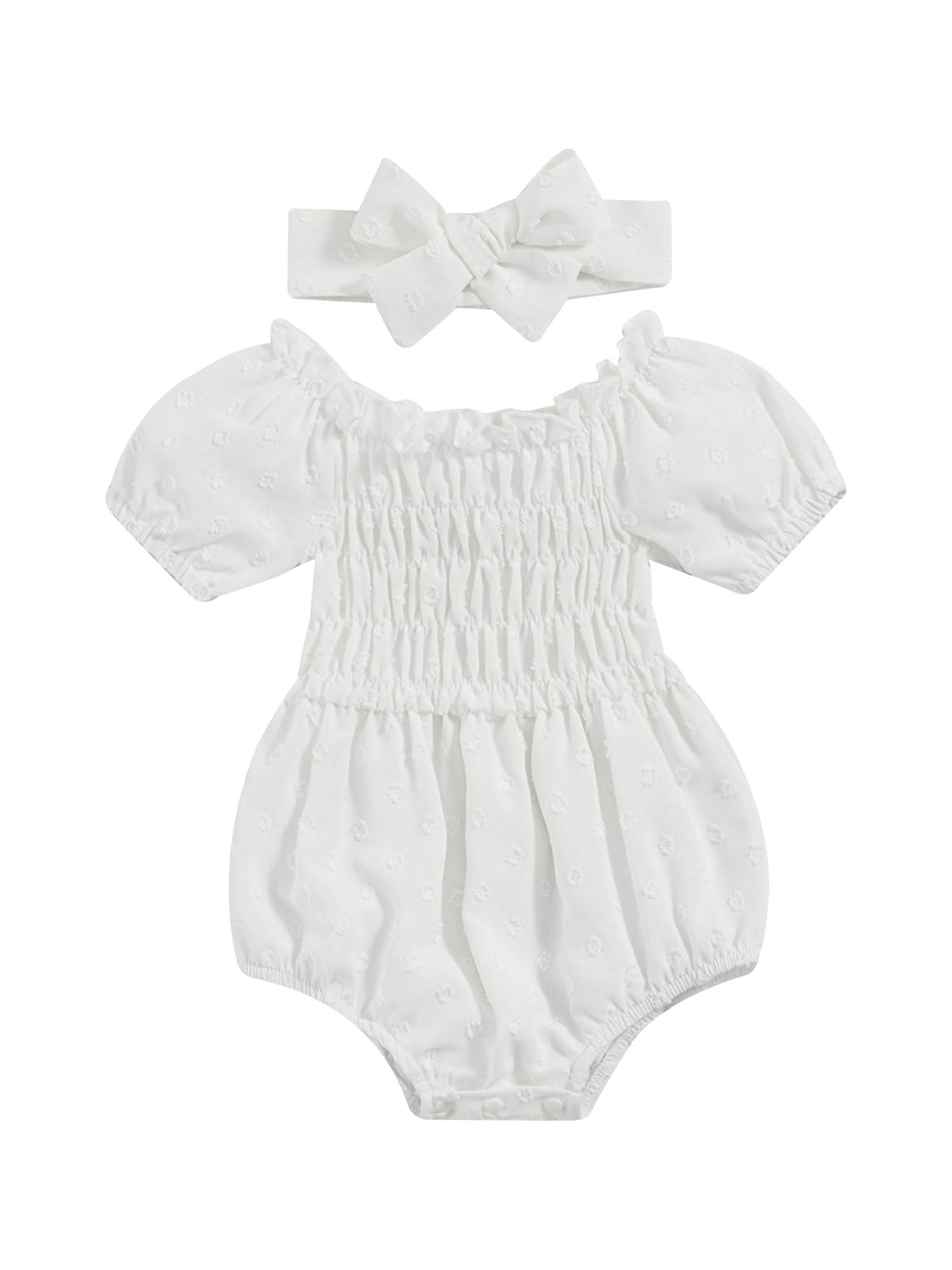 Bagilaanoe Newborn Baby Girl Rompers Pleated Short Sleeve Bodysuit ...
