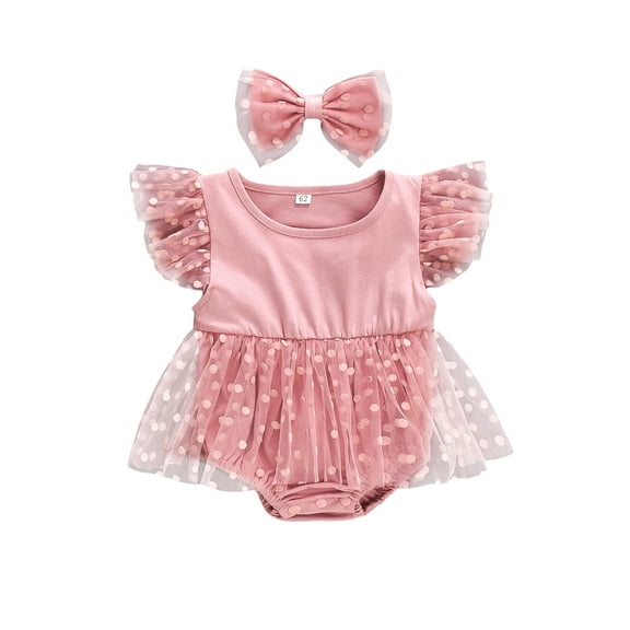 Bagilaanoe Newborn Baby Girl Rompers Rainbow Dress Print Fly Sleeve Bodysuit   Headband 6M 9M 12M 24M Infant Tulle Patchwork One Piece Jumpsuit