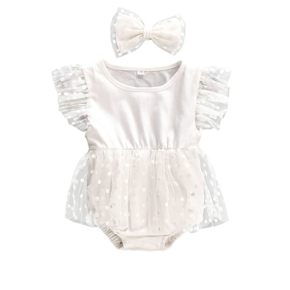 Bagilaanoe Newborn Baby Girl Rompers Rainbow Dress Print Fly Sleeve Bodysuit Headband 6M 9M 12M 24M Infant Tulle Patchwork One Piece Jumpsuit