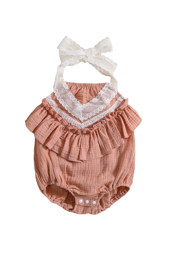 Newborn Baby Girl Rompers Rainbow Ruffle Sleeveless Bodysuit 6M 12M 18M 24M Infant Lace One Piece Jumpsuit