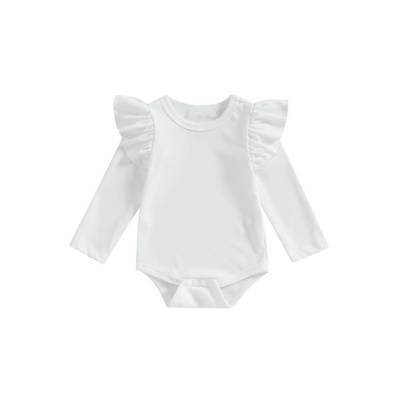 Bagilaanoe Newborn Baby Girl Rompers Ruffle Long Sleeve Bodysuits 3M 6M 12M 18M Infant Fall Casual One Piece Short Jumpsuits