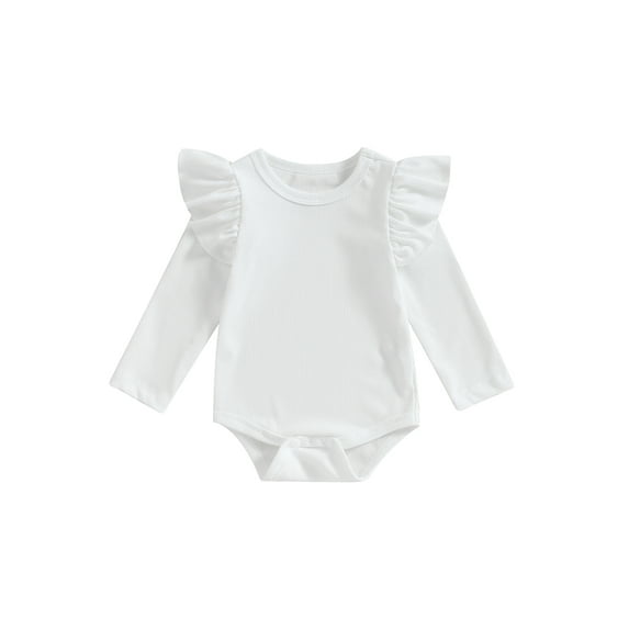 Bagilaanoe Newborn Baby Girl Rompers Ruffle Long Sleeve Bodysuits 3M 6M 12M 18M Infant Fall Casual One Piece Short Jumpsuits