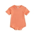 thumbnail image 1 of Bagilaanoe Newborn Baby Girl Rompers Short Sleeve Bodysuit 3M 6M 12M 18M 24M Infant Summer Ribbed One Piece Jumpsuit, 1 of 9