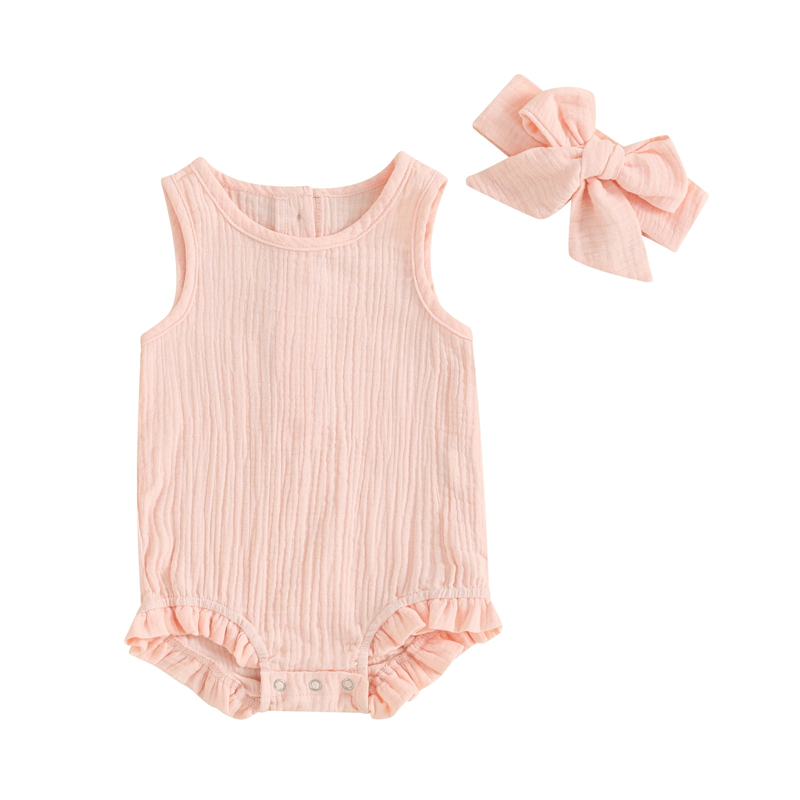 Bagilaanoe Newborn Baby Girl Rompers Sleeveless Bodysuits + Headband 3M ...