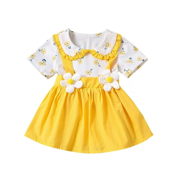 Bagilaanoe Newborn Baby Girl Summer Dress Short Sleeve A-line Dresses 6M 12M 18M 24M Infant Floral Print Casual Swing Sundress