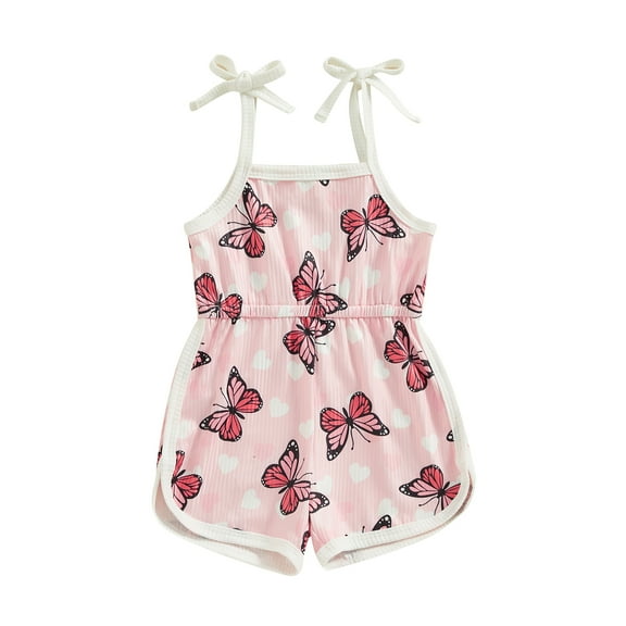 Bagilaanoe Newborn Baby Girl Summer Jumpsuit Shorts Butterfly Print Sleeveless Bodysuit 12M 18M 24M 3T 4T 5T Kids Playsuits One Piece Romper