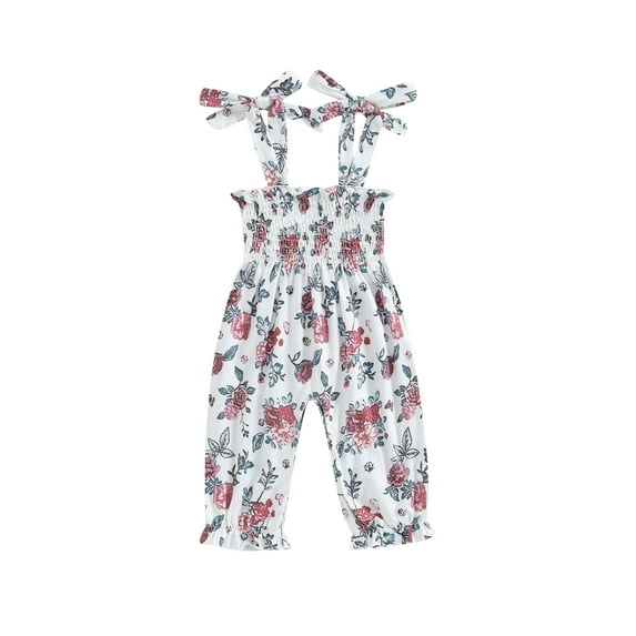 Bagilaanoe Newborn Baby Girl Summer Jumpsuit Sleeveless Floral Print Romper Overalls 6M 12M 18M 24M Infant Long Pants Summer Clothes