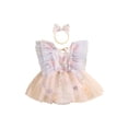 thumbnail image 1 of Bagilaanoe Newborn Baby Girl Summer Rompers Dress Butterfly Flower Embroidery Fly Sleeve Bodysuits + Headband 3M 6M 12M 18M Infant Lace Patchwork A-line Dresses, 1 of 8