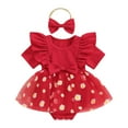 thumbnail image 1 of Bagilaanoe Newborn Baby Girl Summer Rompers Dress Daisy Print Short Sleeve Bodysuits + Headband 3M 6M 12M 18M Infant Patchwork A-line Dresses, 1 of 8