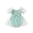 thumbnail image 1 of Bagilaanoe Newborn Baby Girl Summer Rompers Dress Short Puff Sleeve Bodysuits 3M 6M 12M 18M 24M Infant Tulle Patchwork A-line Dresses, 1 of 7