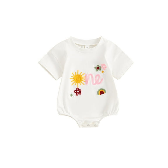 Bagilaanoe Newborn Baby Girl Summer Rompers Embroidery Short Sleeve Bodysuits 6M 12M 18M Infant Casual One Piece Short Jumpsuit