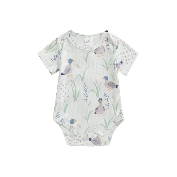 Bagilaanoe Newborn Baby Girl Summer Rompers Floral Print Short Sleeve Bodysuits 3M 6M 12M 18M Infant Casual One Piece Short Jumpsuit