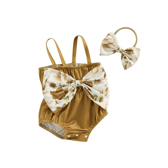 Bagilaanoe Newborn Baby Girl Summer Rompers Flower Print Sleeveless Bodysuits + Headband 3M 6M 12M 18M Infant Casual One Piece Jumpsuit