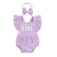thumbnail image 1 of Bagilaanoe Newborn Baby Girl Summer Rompers Heart Letter Print Sleeveless Bodysuits + Headband 3M 6M 12M 18M 24M Infant Casual One Piece Jumpsuit, 1 of 1