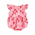 thumbnail image 1 of Bagilaanoe Newborn Baby Girl Summer Rompers Heart Print Sleeveless Bodysuits 3M 6M 9M 12M Infant Ruffle One Piece Jumpsuit, 1 of 7