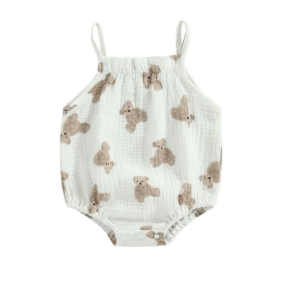 Bagilaanoe Newborn Baby Girl Summer Rompers Print Sleeveless Bodysuits 3M 6M 12M 18M Infant Casual One Piece Short Jumpsuit
