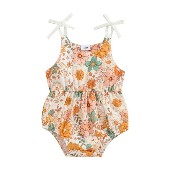 Bagilaanoe Newborn Baby Girl Summer Rompers Print Sleeveless Bodysuits 3M 6M 12M 18M Infant One Piece Jumpsuit