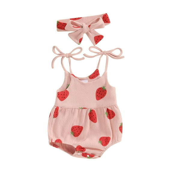 Bagilaanoe Newborn Baby Girl Summer Rompers Print Sleeveless Bodysuits + Headband 3M 6M 12M 18M 24M Infant One Piece Jumpsuit