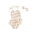 thumbnail image 1 of Bagilaanoe Newborn Baby Girl Summer Rompers Print Sleeveless Bodysuits + Headband 6M 12M 18M 24M Infant Casual One Piece Jumpsuit, 1 of 9