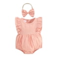 thumbnail image 1 of Bagilaanoe Newborn Baby Girl Summer Rompers Sleeveless Bodysuits + Headband 3M 6M 12M 18M Infant Casual One Piece Jumpsuit, 1 of 8