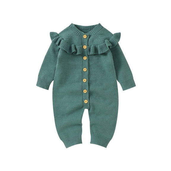 Bagilaanoe Newborn Baby Girl Sweater Jumpsuit Ruffles Long Sleeve Knit Bodysuit 3M 6M 9M 12M 18M Infant Fall Winter One Piece Romper