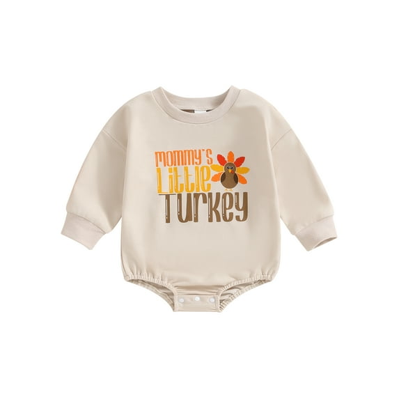 Bagilaanoe Newborn Baby Girl Thanksgiving Romper Sweatshirt Long Sleeve Bodysuits Letter Turkey Print Pullover 3M 6M 12M 18M Infant Casual Tee Tops