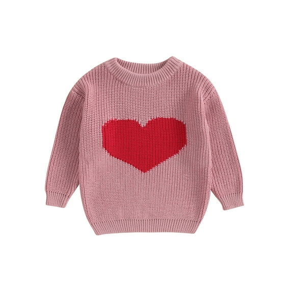 Bagilaanoe Newborn Baby Girl Valentine's Day Clothes Knitted Sweater Long Sleeve Heart Pullover 3M 6M 9M 12M 18M Infant Warm Jumpers Tops Loose Knitwear