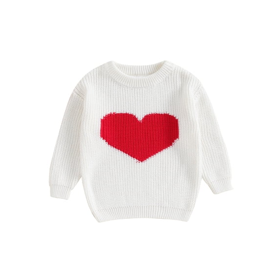 Bagilaanoe Newborn Baby Girl Valentine's Day Clothes Knitted Sweater Long Sleeve Heart Pullover 3M 6M 9M 12M 18M Infant Warm Jumpers Tops Loose Knitwear