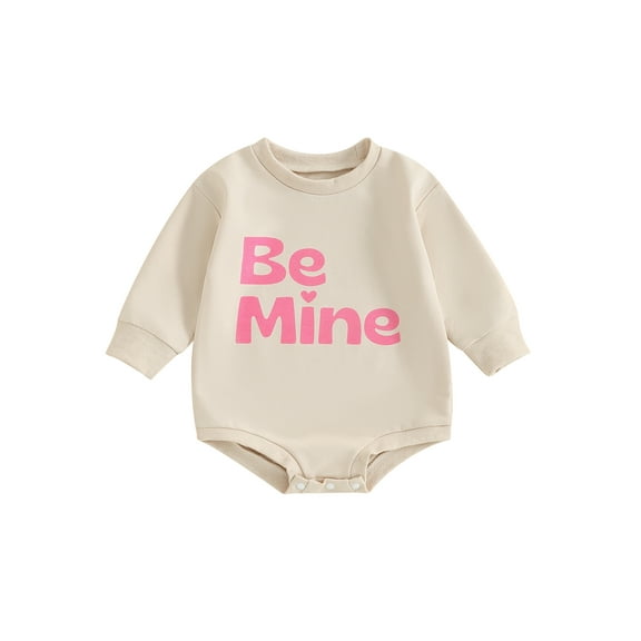 Bagilaanoe Newborn Baby Girl Valentine's Day Romper Sweatshirt Long Sleeve Bodysuits Letter Print Pullover 3M 6M 12M 18M 24M Infant Casual Tee Tops