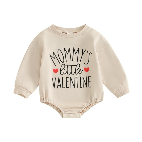 Bagilaanoe Newborn Baby Girl Valentine's Day Romper Sweatshirt Long Sleeve Bodysuits Letter Print Pullover 3M 6M 12M 18M Infant Casual Tee Tops