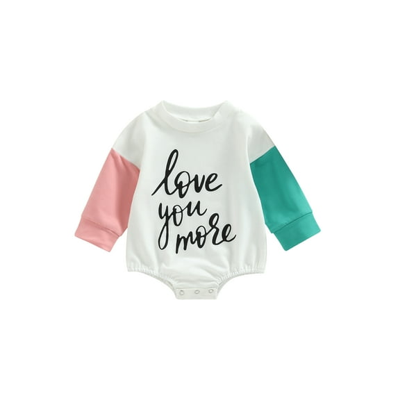 Bagilaanoe Newborn Baby Girl Valentine's Day Rompers Contrast Color Long Sleeve Bodysuits 3M 6M 12M 18M 24M Infant Casual One Piece Short Jumpsuit