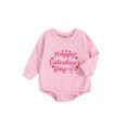 thumbnail image 1 of Bagilaanoe Newborn Baby Girl Valentine's Day Rompers Letter Print Long Sleeve Bodysuits 3M 6M 12M 18M 24M Infant Casual One Piece Short Jumpsuit, 1 of 9