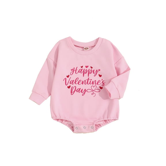 Bagilaanoe Newborn Baby Girl Valentine's Day Rompers Letter Print Long Sleeve Bodysuits 3M 6M 12M 18M 24M Infant Casual One Piece Short Jumpsuit