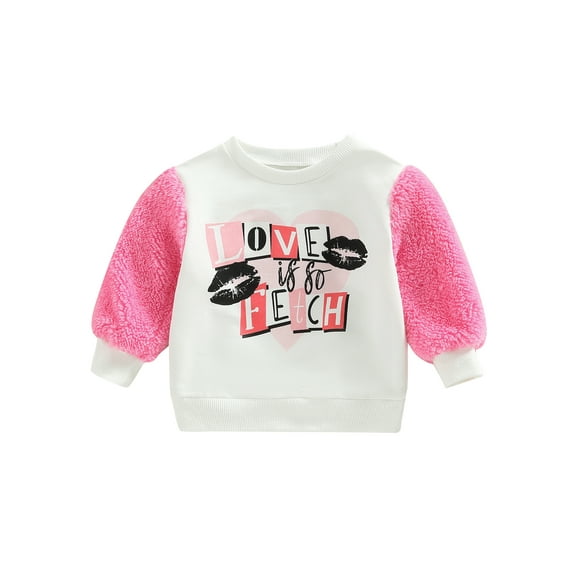 Bagilaanoe Newborn Baby Girl Valentine's Day Sweatshirt Long Sleeve Letter Print Pullover 6M 12M 18M 24M Infant Loose Tee Tops