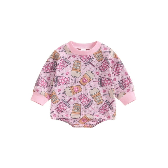 Bagilaanoe Newborn Baby Girl Valentines Day Romper Sweatshirt Long Sleeve Bodysuits Print Pullover 3M 6M 12M 18M Infant Casual Tee Tops