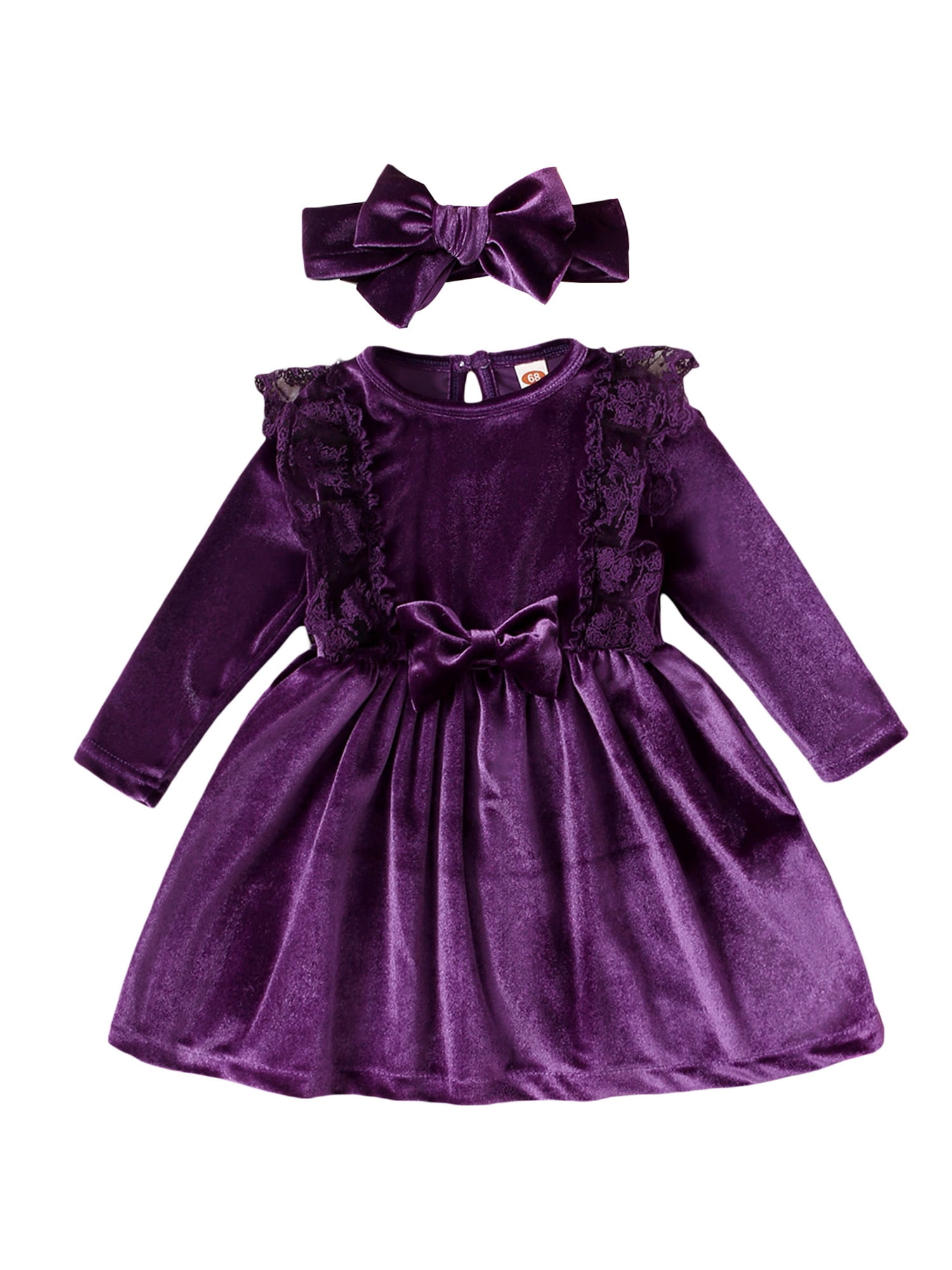Bagilaanoe Newborn Baby Girl Velvet Dress Long Sleeve Aline Princess