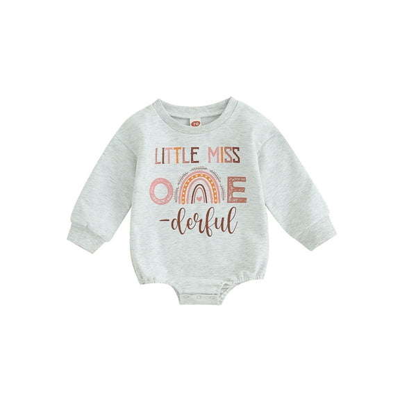 Bagilaanoe Newborn Baby Girls 1st Birthday Romper Sweatshirt Long Sleeve Bodysuits Letter Print Pullover 6M 12M 18M Infant Casual Tee Tops
