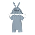 thumbnail image 1 of Bagilaanoe Newborn Baby Girls Boys One-pieces Short Sleeve Jumpsuit + Hat 3M 6M 9M 12M 18M Infant Romper Casual Clothing, 1 of 8