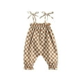 thumbnail image 1 of Bagilaanoe Newborn Baby Girls Casual Jumpsuit 6M 12M 18M 24M Checkerboard Plaid Pattern Sleeveless Tie-up Strap Romper, 1 of 8