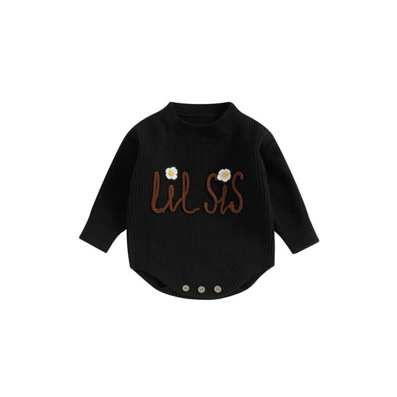 Bagilaanoe Newborn Baby Girls Knitted Romper Sweater Long Sleeve Bodysuits Letter Embroidery Pullover 3M 6M 9M 12M 24M Infant Warm Jumpers Tops Fall Loose Knitwear