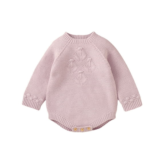 Bagilaanoe Newborn Baby Girls Knitted Romper Sweater Long Sleeve Bodysuits Pullover1M 3M 6M 9M 12M 18M Infant Warm Jumpers Tops Fall Loose Knitwear