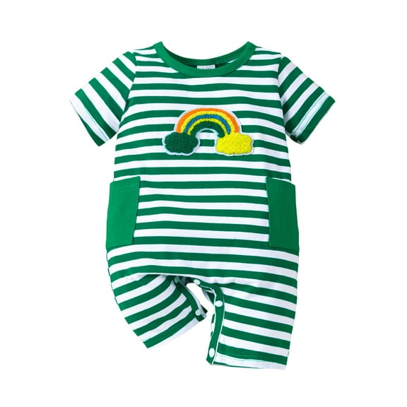 Bagilaanoe Newborn Baby Girls One-pieces Rainbow Embroidery Short Sleeve Jumpsuit 3M 6M 9M 12M 18M Infant Romper Casual Clothing