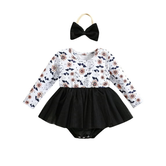 Bagilaanoe Newborn Baby Girls Romper Dress Long Sleeve Print Bodysuit + Headband 3M 6M 12M 18M 24M Infant Fall Patchwork A-line Dresses