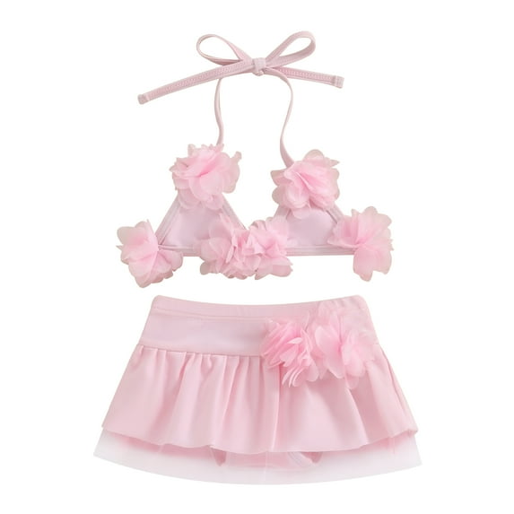 Bagilaanoe Newborn Baby Girls Swimsuits 2 Piece Bikinis Set Flower Sleeveless Tops + Shorts 6M 12M 18M 24M Infant Swimwear Bathing Suit Beachwear