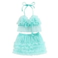 thumbnail image 1 of Bagilaanoe Newborn Baby Girls Swimsuits 2 Piece Bikinis Set Tulle Camisole Tops + Shorts 6M 12M 18M 24M Infant Swimwear Bathing Suit Beachwear, 1 of 8